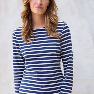 Saint James Navy and White Striped Long-Sleeve Tee
